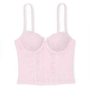 Victoria’s Secret Pink Tulip Diamante Lace Lightly Lined Balconette Corset Top
